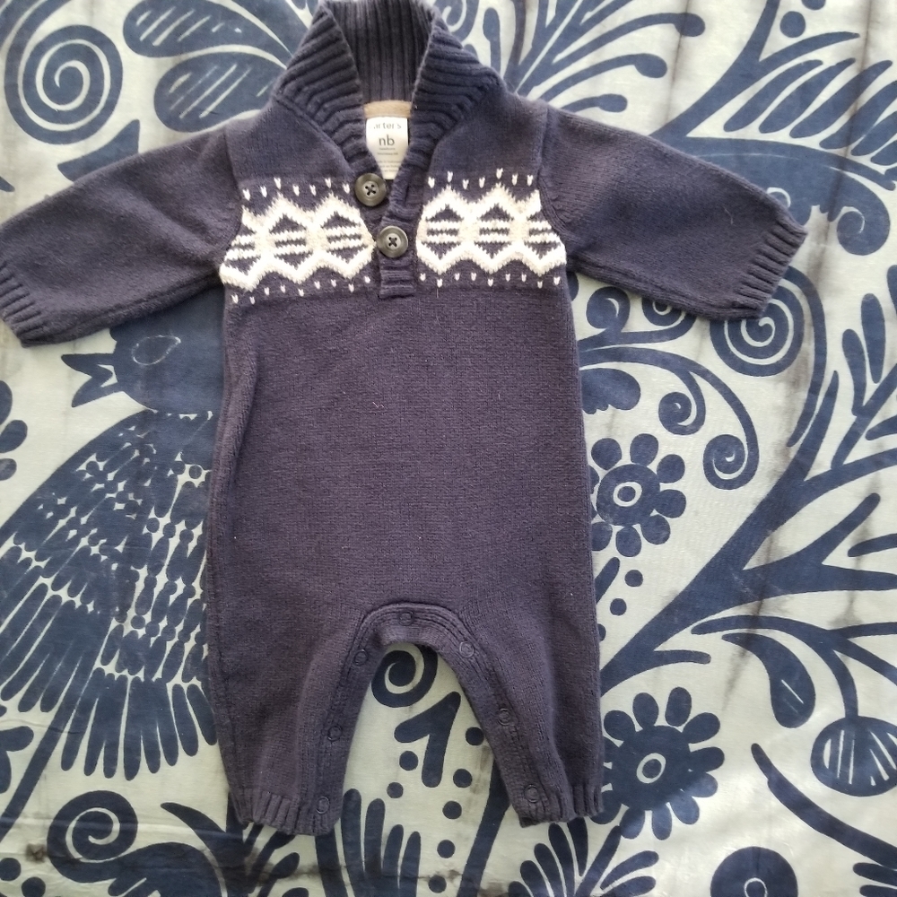 Knit newborn sweater one piece outfit!
